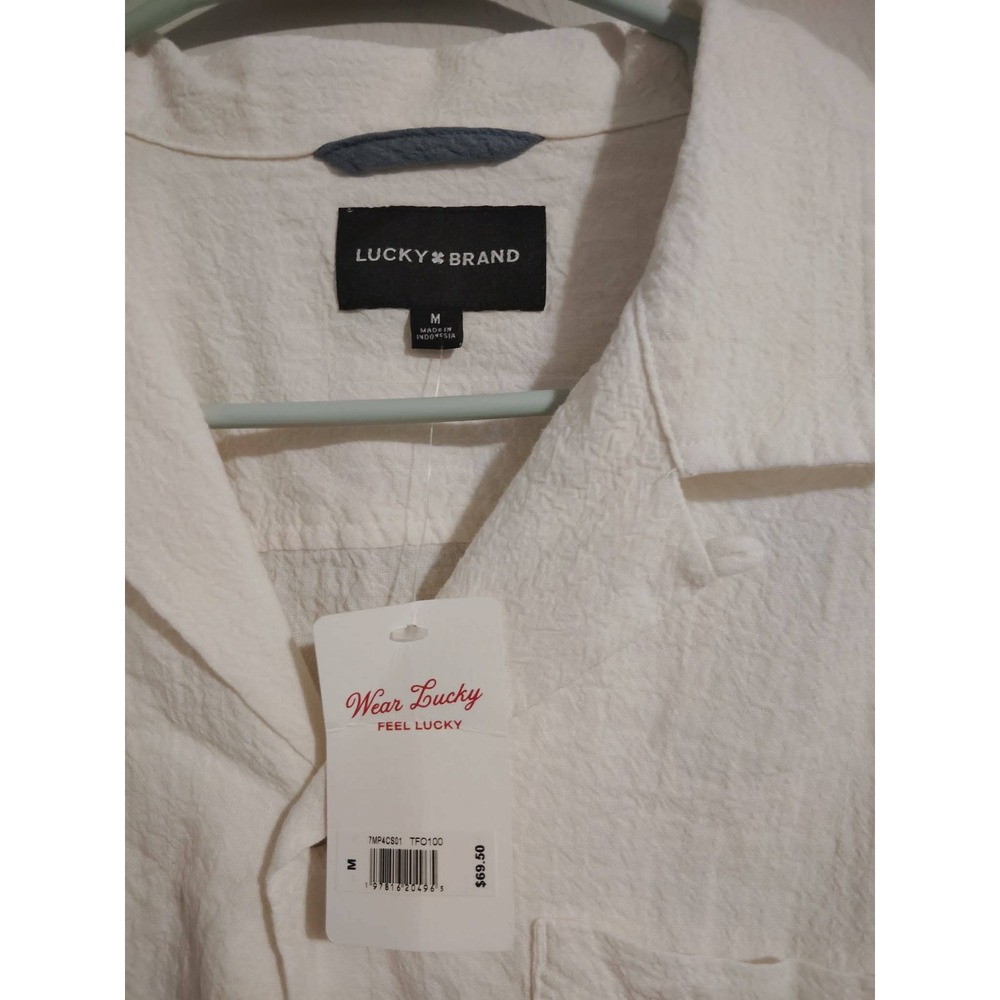Lucky Brand Men's White Short Sleeve Camp Collar Button Up Shirt Size M - Picture 2 of 4